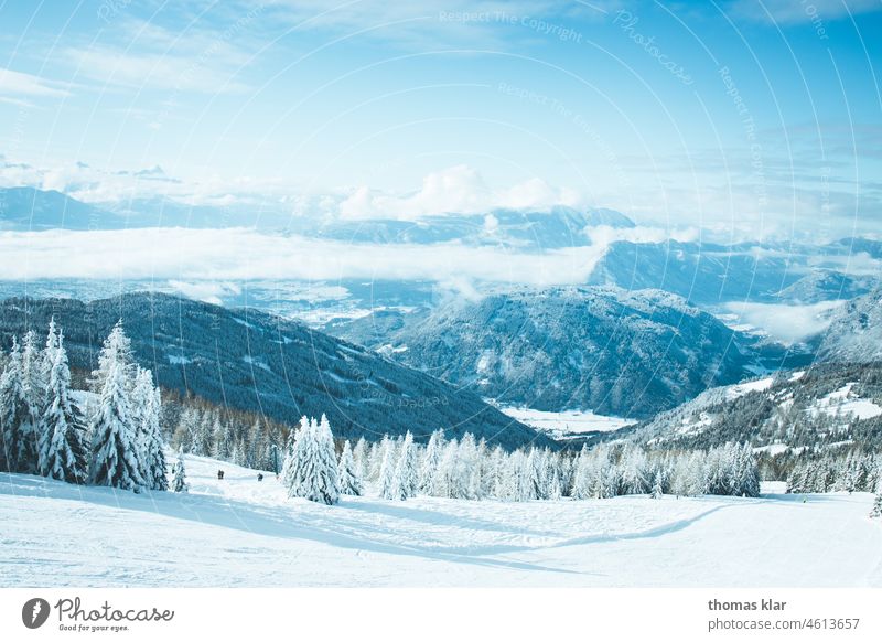winter landscape Snow mountains Vantage point Nature White Blue Ski piste outdoor