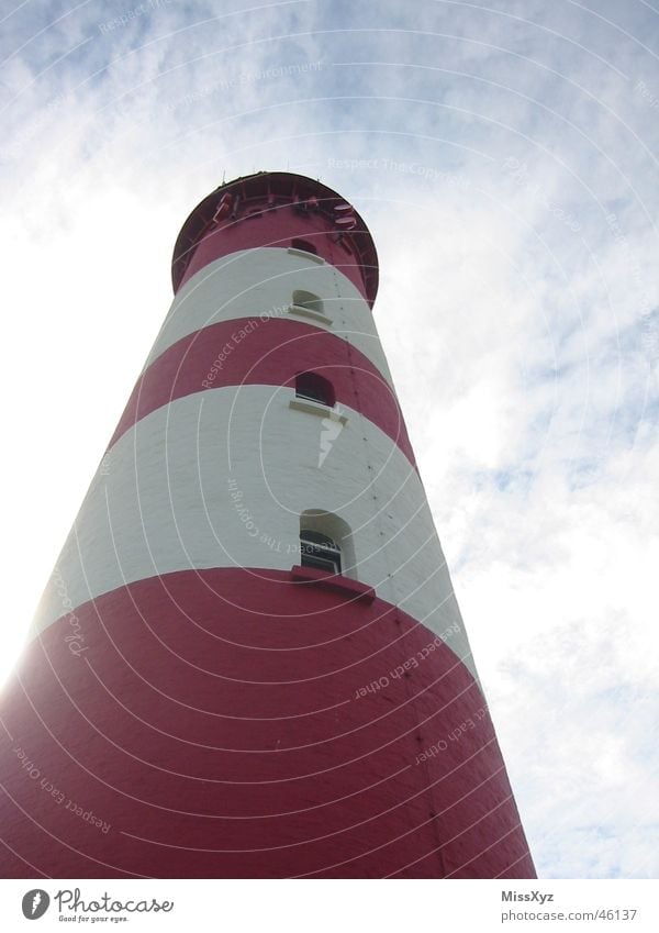 Lighthouse red-white Amrum Vacation & Travel Red White Vantage point Ocean Window Clouds North Sea Island Tower Sky Blue