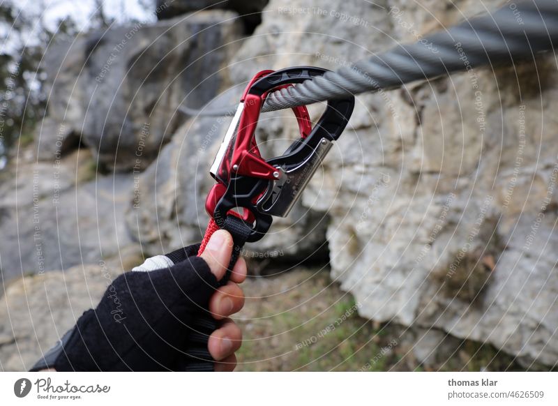 Via ferrata with rope belay via ferrata Climbing Backup Hand Rope Steel Rock Sports peril fall protection travel hobby