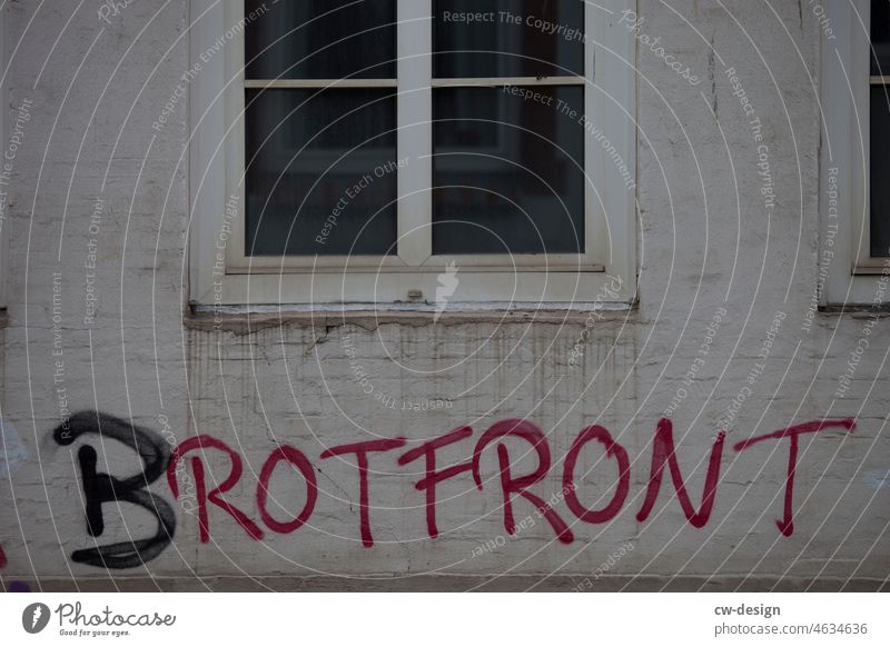 BROTFRONT red front Window reflection Facade Reflection Architecture Building House (Residential Structure) Exterior shot Graffiti Street art street style