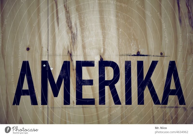To Erika Americas USA Text patriotically Patriotism United States Characters Crate Lettering Wooden box cargo Shipping Logistics Target Cargo Delivery Transport
