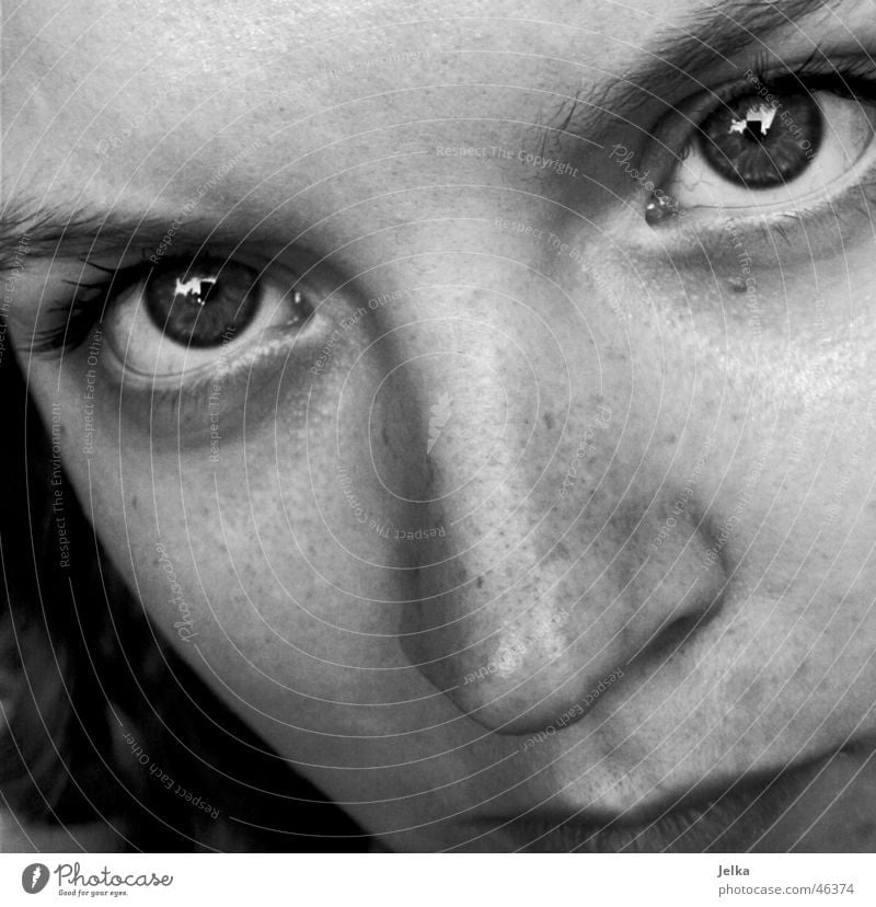peremptory Style Face Girl Woman Adults Eyes Nose Mouth Gray Black White Eyebrow Eyelash Cheek faces eye noses black/white grey Black & white photo Looking
