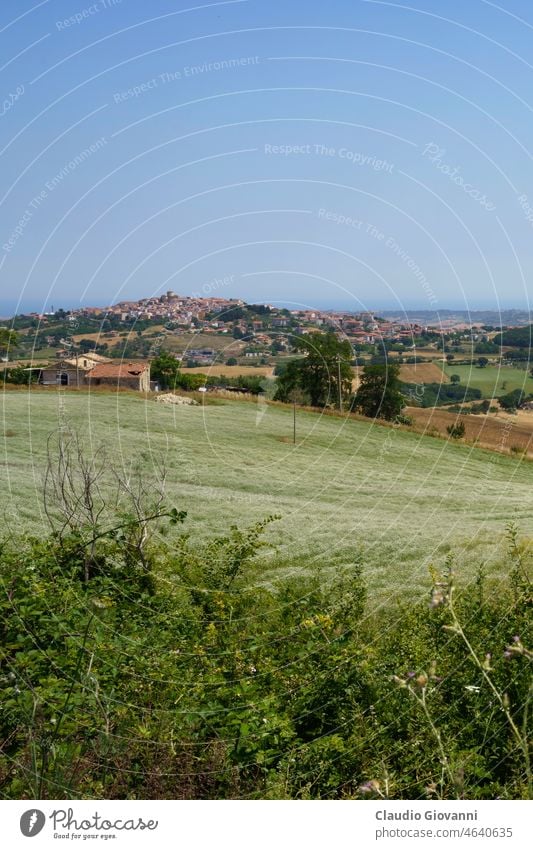 Landscape in the Campobasso province, Molise, Italy hill landscape June field rural country sunny