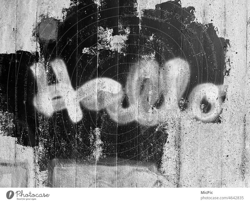 hello Graffiti Is that art or can it be gone? Art Daub Hello Characters writing authored Underpass Tunnel said Exclamation Wall (building) Street art