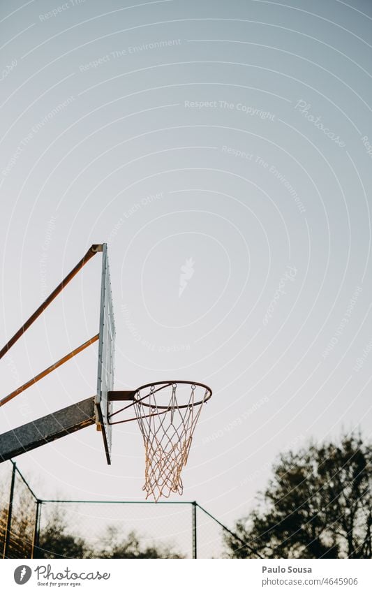 Basketball field Basketball basket basketball court Exterior shot Ball Ball sports Playing Sports Sky Basketball arena Deserted Worm's-eye view
