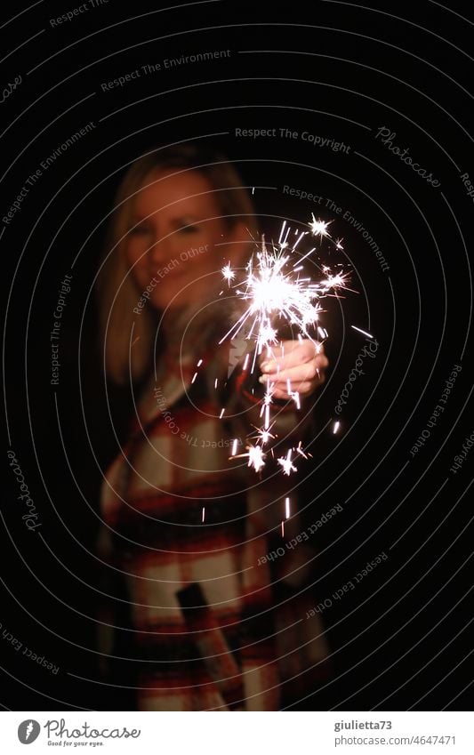 End of the year with sparkler | The whole life is an eternal restart | Beginning & end new year portrait New Year's Eve 2021 turn of the year Future