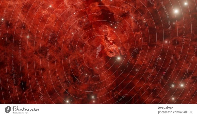 Colorful space background red nebula,stardust and stars.Universe filled with stars,nebula and galaxy.Panoramic shot,wide format.Artwork Background 3D illustration,digital image with copy space