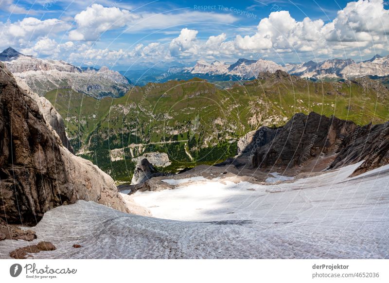 Glacier remains in the sun with panoramic view in the mountains of South Tyrol Panorama (View) Central perspective Deep depth of field Silhouette Contrast
