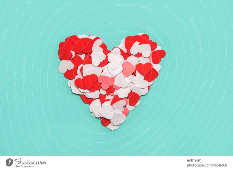 Top view of paper hearts in the shape of a heart. Valentine's day celebration concept valentine's day valentine background love valentines lovely love message