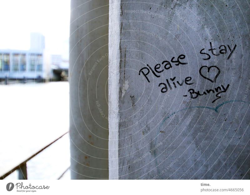 Friendship | under the bridge graffiti Heart Desire Hope writing Love Romance Surface texture Letters (alphabet) Close-up statement In love concrete pillar