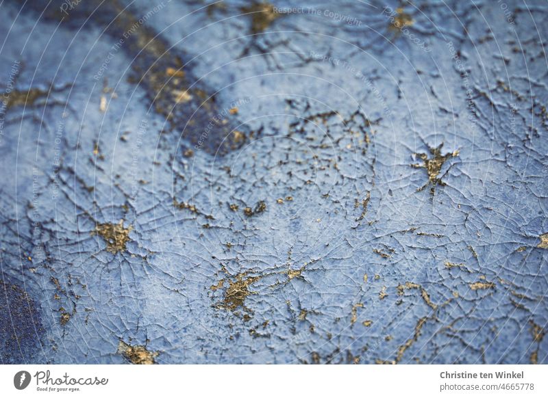 weathered wood surface in blue and gold Wood Weathered Blue Gold Flaked off cracked Canceled Colour vintage Old Abstract Grunge Surface Structures and shapes