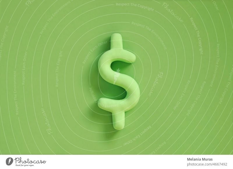 Symbol of american dollar currency. 3d Green US dollar sign.  American business concept, dollar on financial market. abstract account bank banking borrow bright