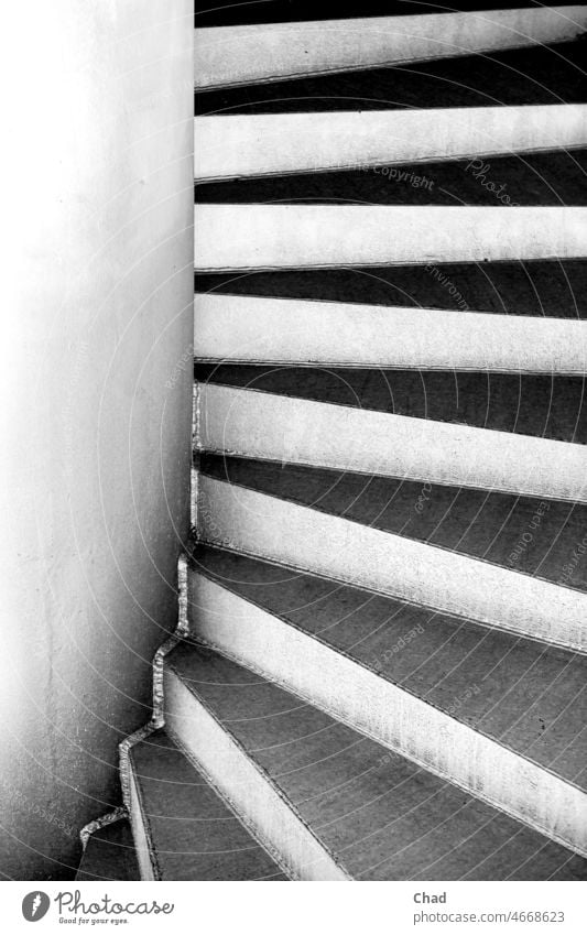 Steel public spiral staircase Stairs Architecture Metal Go up Upward Downward black and white welded detail Gray Shades of grey Deserted Descent