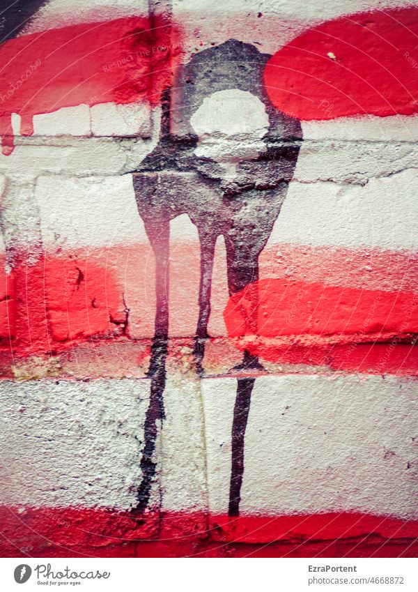 wall design Graffiti Facade Wall (building) Wall (barrier) Colour Sign Red White Black Abstract Design Daub spray Mural painting Trashy