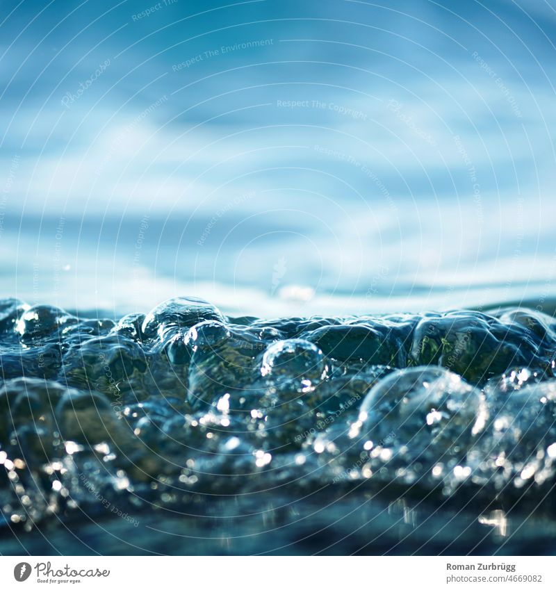 Refreshing natural fizz wave Water Surface of water element Waves Source Table water Pure neat texture Dynamic Blue Liquid Nature Pattern Summer Drinking water
