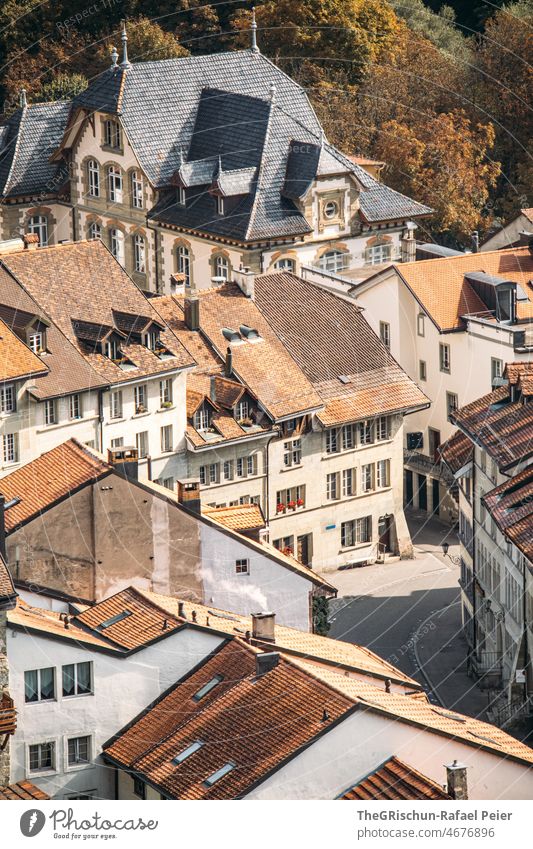 Swiss city Fribourg houses Town Switzerland roofs Old Architecture Building Old town