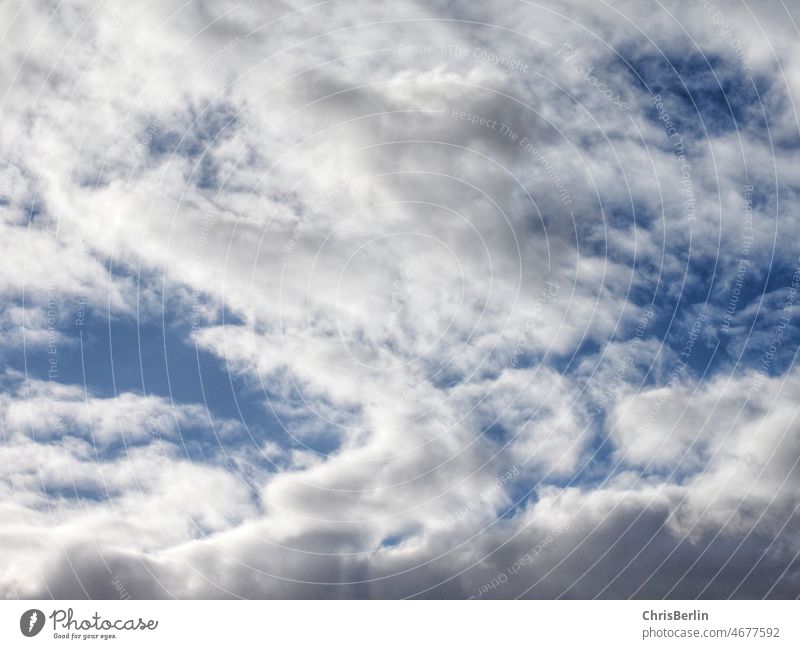 Sky with clouds view into the sky Clouds Blue Nature Spring Light Cloud formation white clouds wide Exterior shot Clouds in the sky Weather Climate Deserted