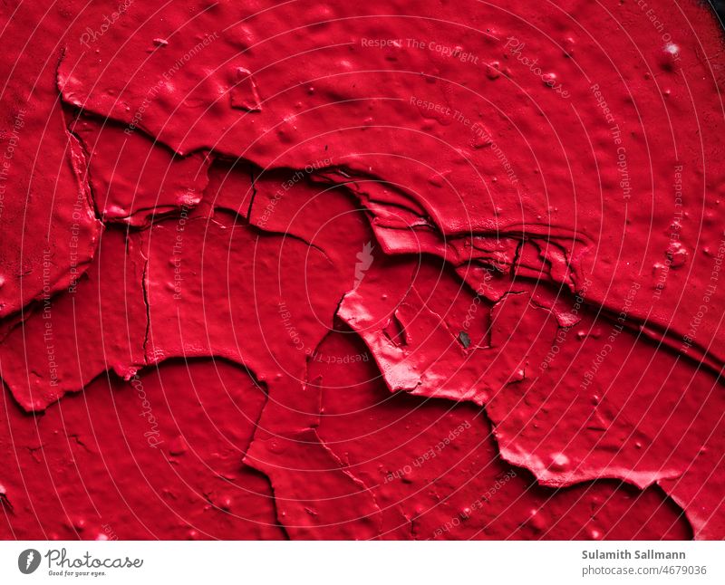 red chipped paint layers Abstract background Colour Surface flaking paint Red texture textured Material Detail Close-up Wall (building) structure detail