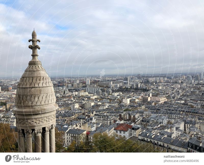 Paris Town Downtown Bird's-eye view from on high Vantage point vantage point Enjoy the view roofs Facade Residential area wide view from above urban Insight