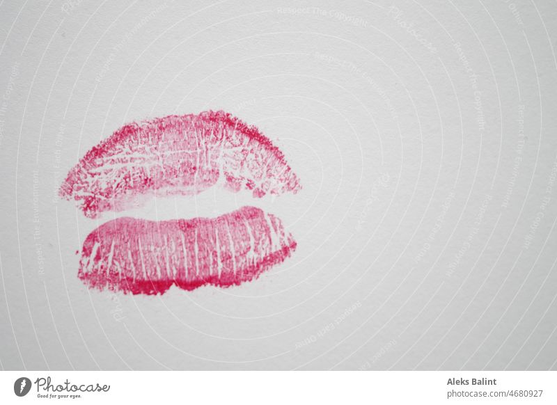 Kiss mouth lipstick imprint kiss Mouth Pout Lips Lipstick Red Woman Kissing Cosmetics Make-up Love pretty Eroticism Alluring Colour photo Feminine Passion