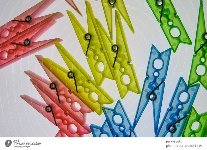 colored plastic clothespins illuminated Clothes peg Collection Untidy Equal X-rayed Accidental Multicoloured Structures and shapes Abstract Lightbox
