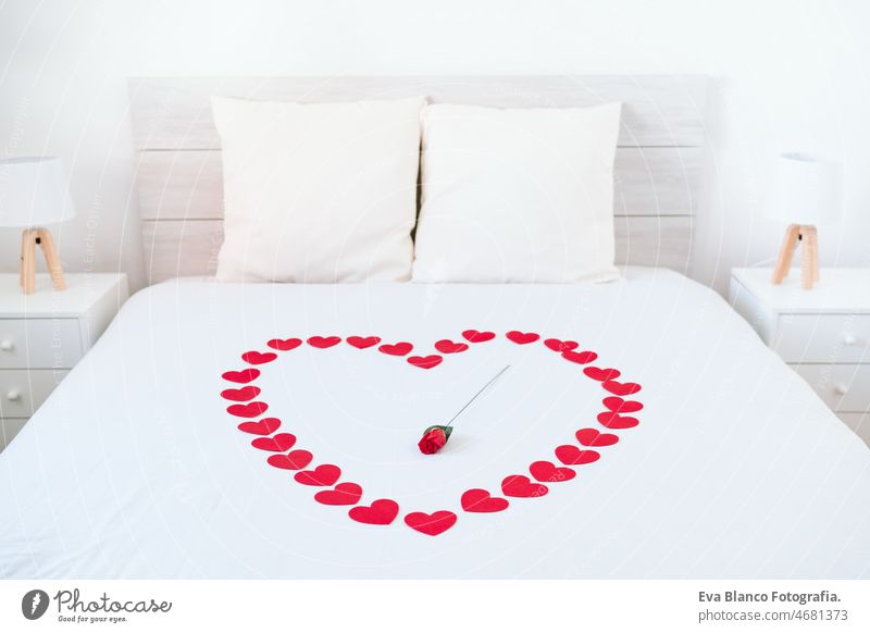 red love shape balloon at bedroom with roses and hearts, romance Valentines concept valentines february 14 home emotional elegance flower petals delicacy hotel