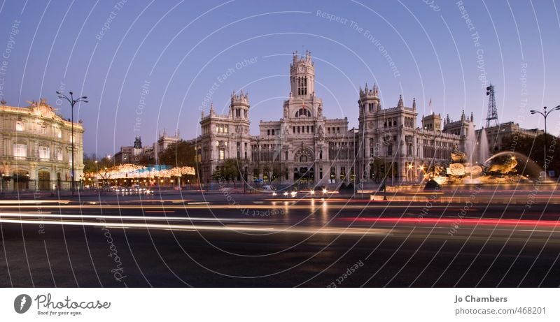 Plaza de la Cibeles Panorama Madrid Spain Europe Town Capital city Downtown Manmade structures Building Architecture Tourist Attraction Landmark Road traffic
