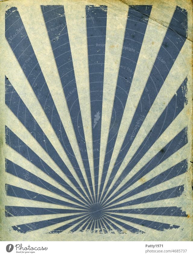 Stylized sun rays on grunge paper background Sunbeam propagandized Poster Illustration Blue Grunge Vintage Retro Ornament Abstract Design Graphic Paper Pattern