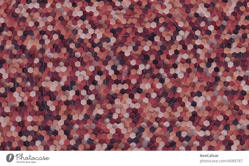 Hexagonal creamy pattern wallpaper 3d render, abstract background, pastel tones toy, geometric shapes, simple mockup, minimal design elements, Color palette soft colors tones