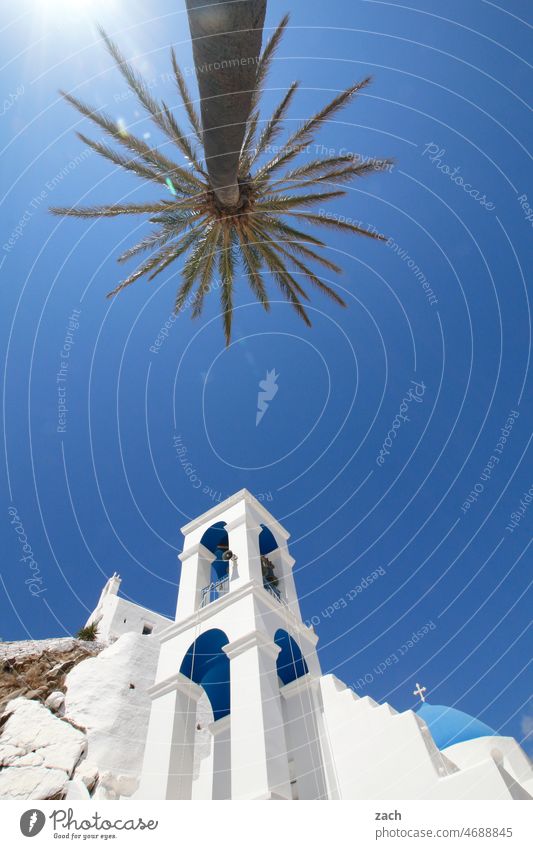 Palm Sunday Greece Cycladic architecture Sky houses Chapel Church Blue Hill Cyclades Island the Aegean Mediterranean sea Beautiful weather Ios Village