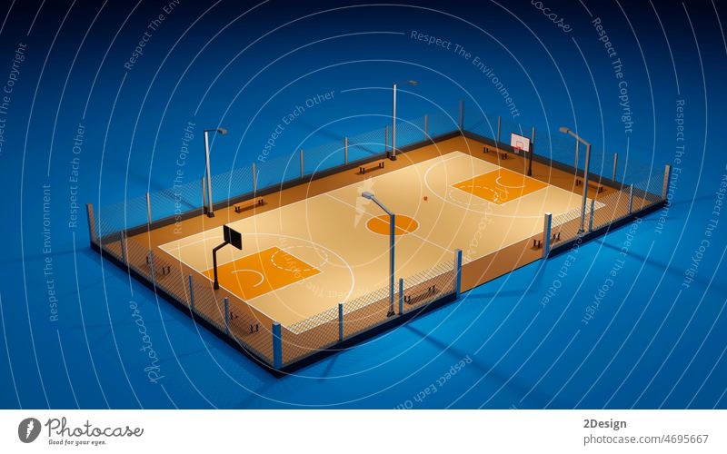 Street basketball court. Sport team concept.3d illustration. street sport game urban net park competition play hoop city equipment playground background stadium