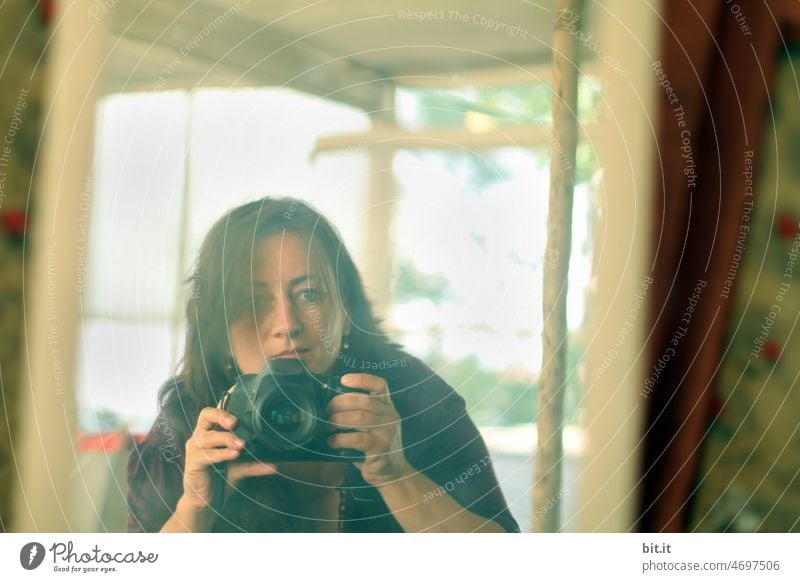 Light catcher in front of glass, with Canon - camera. Woman portrait Human being Adults Face Shallow depth of field Feminine 18 - 30 years