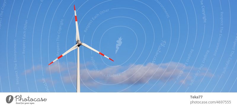Windmill sky panorama Pinwheel Sky wind current Clouds eco-power green energy Blue stream amper