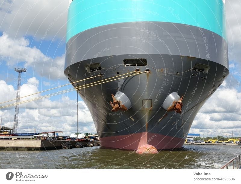 cargo ship Anchor Bremen Bremerhaven bow Cargo-ship Harbour Navigation Bow Transport Transport vessel