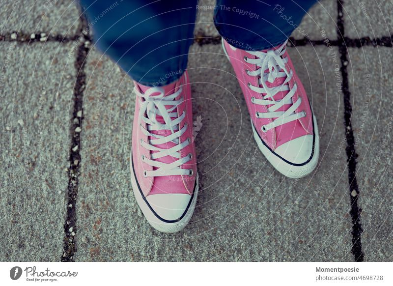 In pink shoes Youth (Young adults) converse shoelaces Athletic Easygoing Hip & trendy Comfortable Student youthful Puberty Modern teenager Teenage Girls