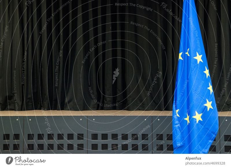 Clear the stage for Europe European flag European Union Flag Stage Theatre Deserted Politics and state EU Symbols and metaphors Star (Symbol) Blue Colour photo