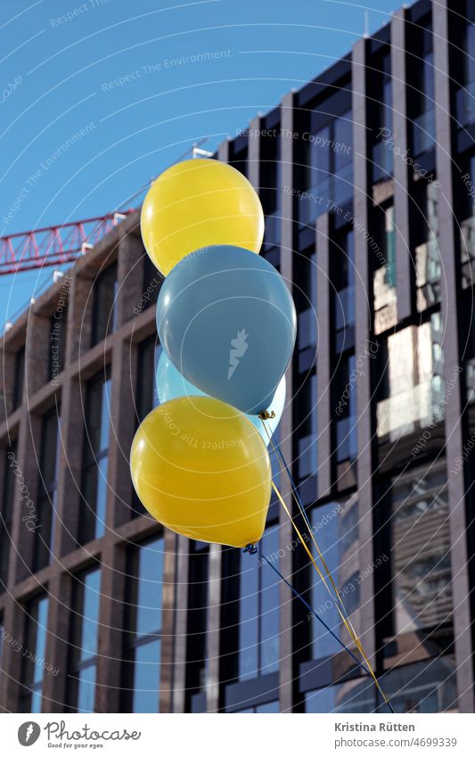 balloons in blue and yellow Yellow Blue Ukraine ukrainian Sign symbol Peace Democracy Freedom protest Solidarity Activism Street out Public Places urban