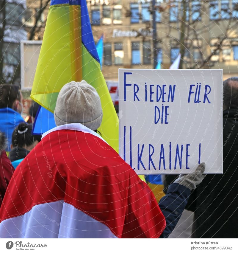 peace for ukraine sign at peace demonstration Peace Ukraine protest Demo Demonstration protest sign Flag flag peace march Solidarity Activism people People
