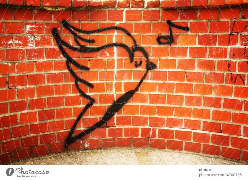 sprayed large dove of peace with a note on a red brick wall / war / peace / hope Dove of peace no war Note Ukraine Peace War Peace Wish peace movement Red