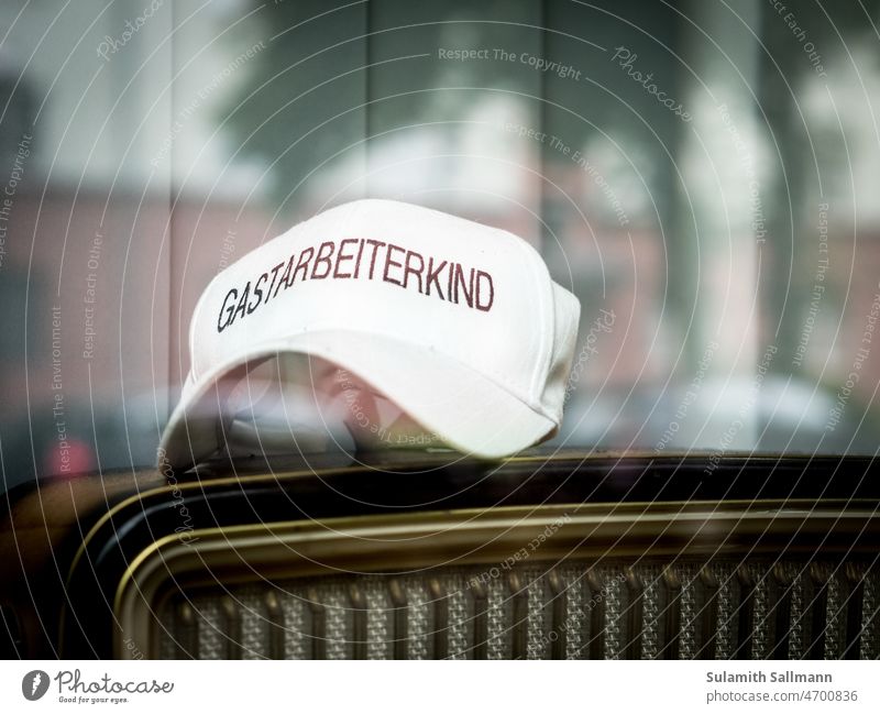 Cap with the inscription "Gastarbeiter child Sign Germany guest worker child cap Headwear writing symbol typo typography Fashion symbolic migrant worker