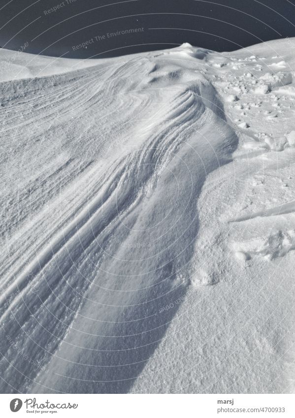 Wind shaped structures in the snow. Snowscape Snow layer windswept Structures and shapes Abstract Shadow Winter's day chill Contrast winter snowfield