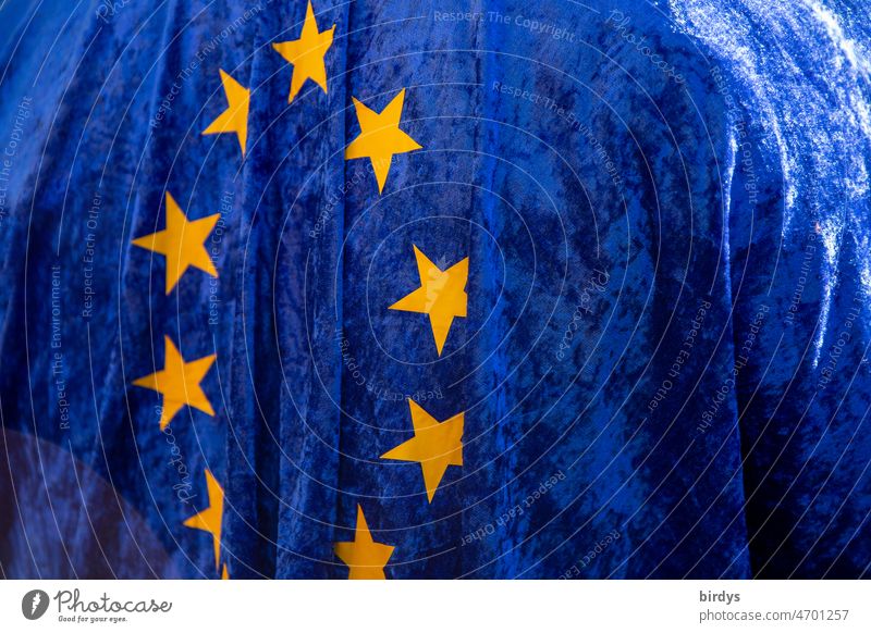 EU flag as cape. yellow stars on blue background European Union Agreed Peace Blue Yellow EU accession eu membership European flag European policy