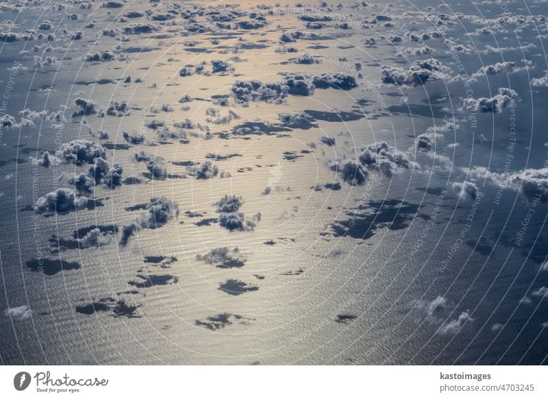 Beautiful clouds over the Atlantic ocean, Canary Islands, Spain. shadows top aerial flight abstract high pattern sky weather dramatic color view nature