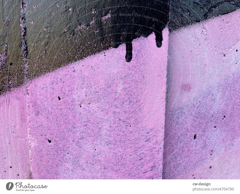 Black to pink strokes dash Style Dripping Drop Color droplets Wall (building) Detail Graphic Modern Minimalistic Background picture Design Colour Multicoloured
