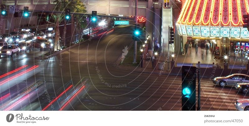 green Traffic light Transport Green Las Vegas Americas Night Driving Mixture Car Street Lighting
