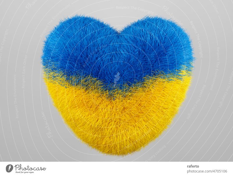 Ukraine Insignia Heart Shape. 3d illustration ukraine heart ukrainian patriotic patriotism flag pride fluffy signs fur emblem hairy icon symbol furry buttons