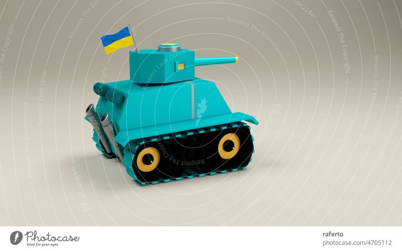 Low Poly tank with Ukranian flag. 3d illustration low poly ukraine military war army vehicle machine gun weapon isolated armored heavy three-dimensional