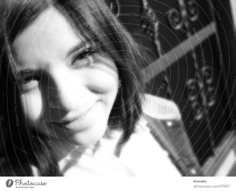 Chapis Girl Grinning Infrared face Black & white photo kimako Black and white Laughter
