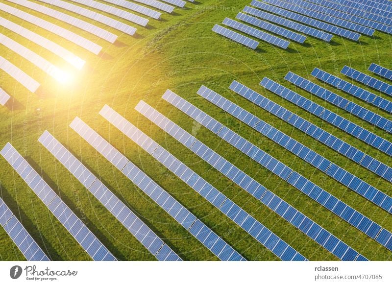 Droneshot of a Solar panel Farm green electricity produced solar farm field drone power sustainable environmental energy plant sun wind ecosystem industry