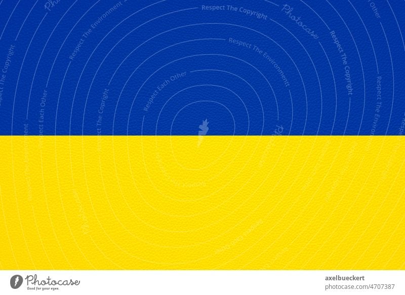 flag of ukraine on leather texture background blue yellow ukrainian color national symbol patriotism country azure bicolor war banner state europe european